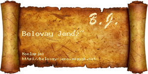 Belovay Jenő névjegykártya